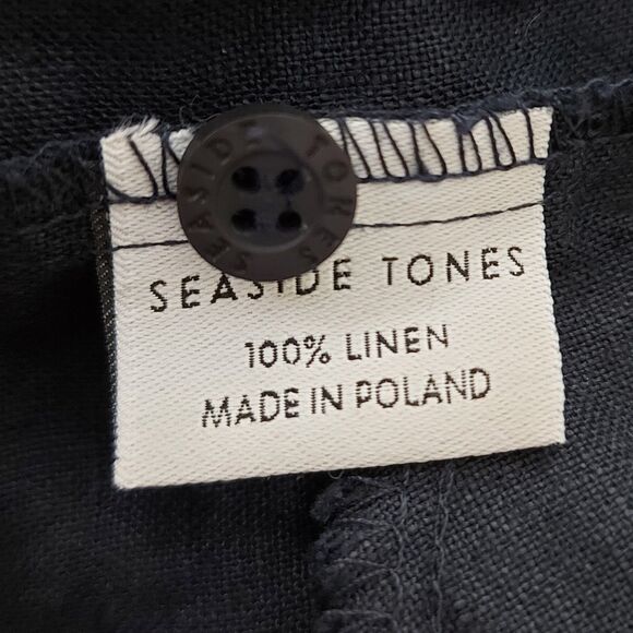 Seaside Tones Romper Womens Medium Navy 100% Linen Short Sleeve Beach Coastal - Picture 9 of 12
